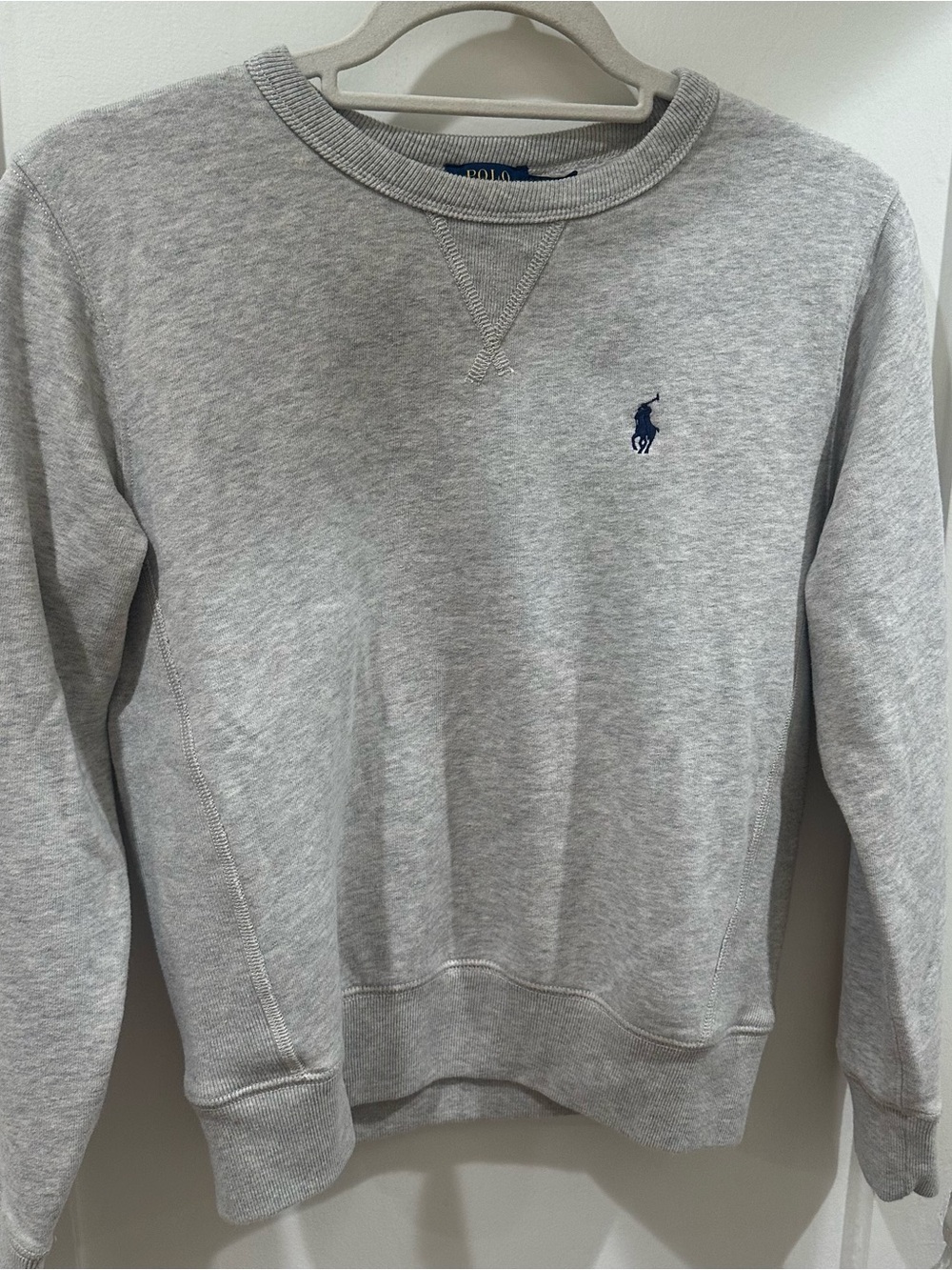 Ralph Lauren Gray Crewneck Sweatshirt with Navy Polo Logo